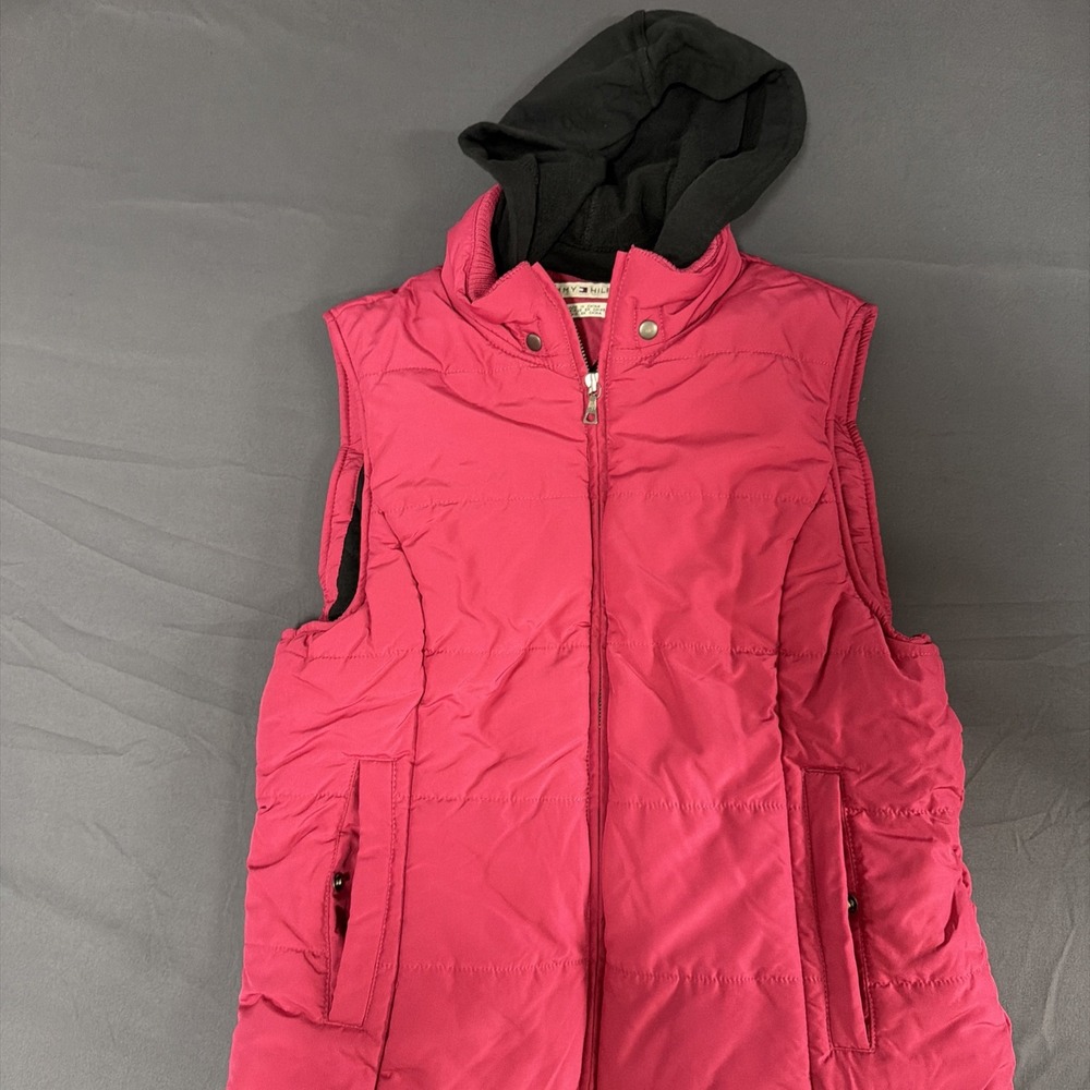 vibrant pink Tommy Hilfiger puffer vest stands out Medium